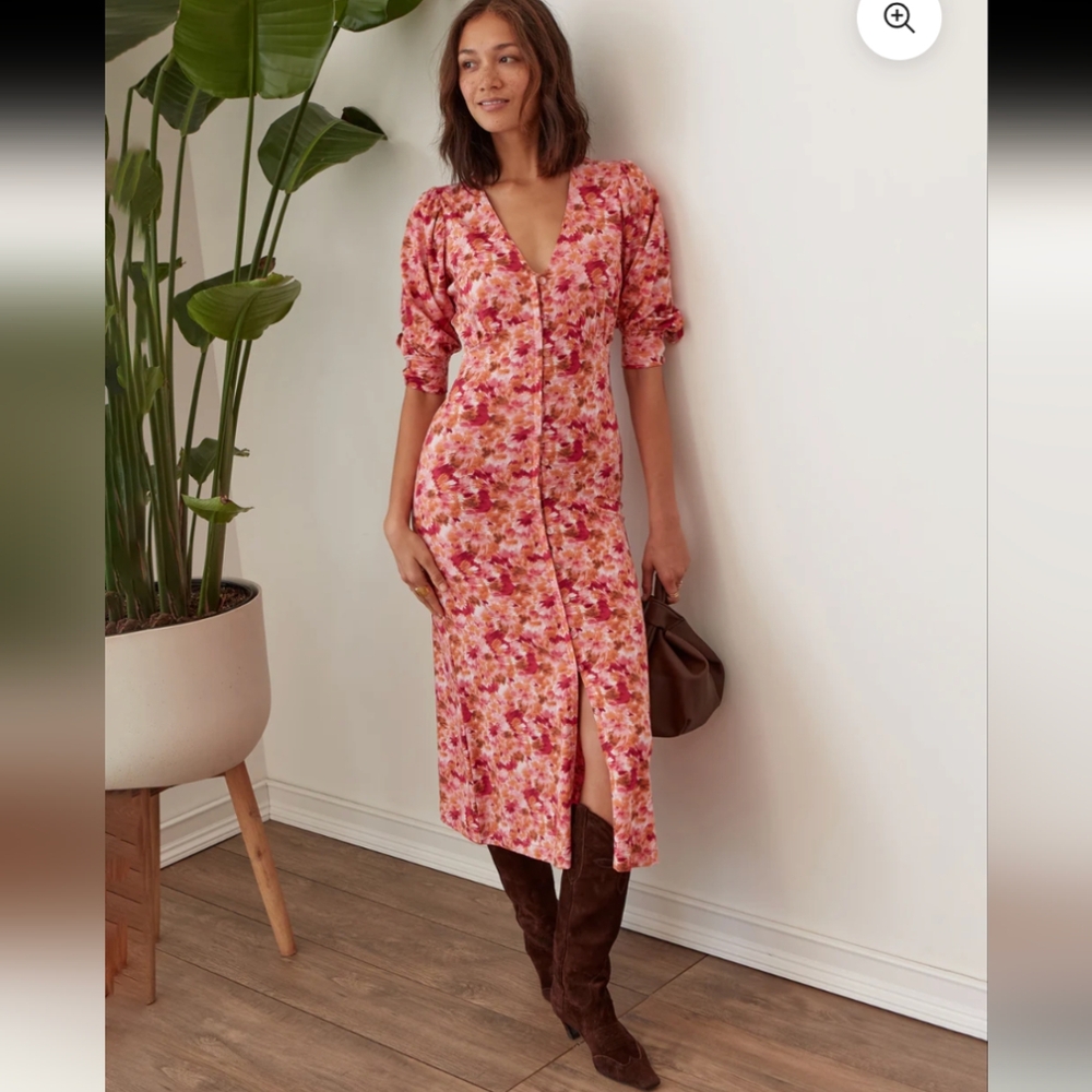 Grey State Pink Floral Midi Dress